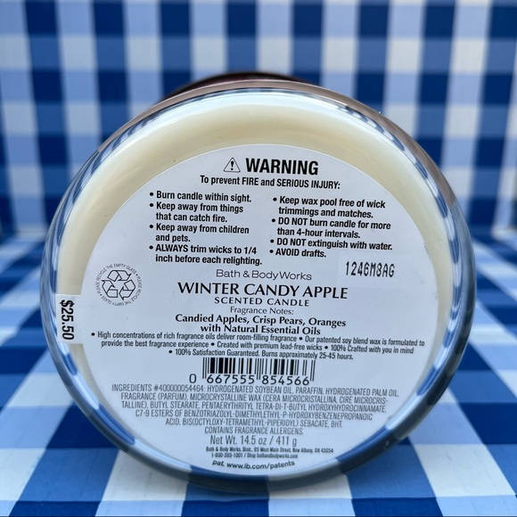 WINTER CANDY APPLE Bath & Body Works 3-Wick Candle Home Fragrance - Picture 5 of 9